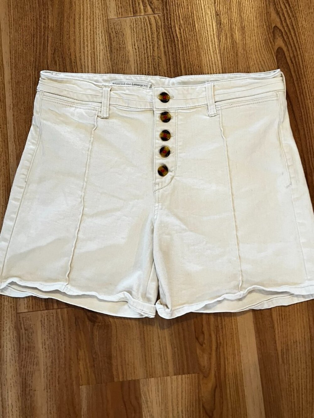 Pilcrow And The Letter Press Woman's Beige Slim Boyfriend festival Shorts Sz 29